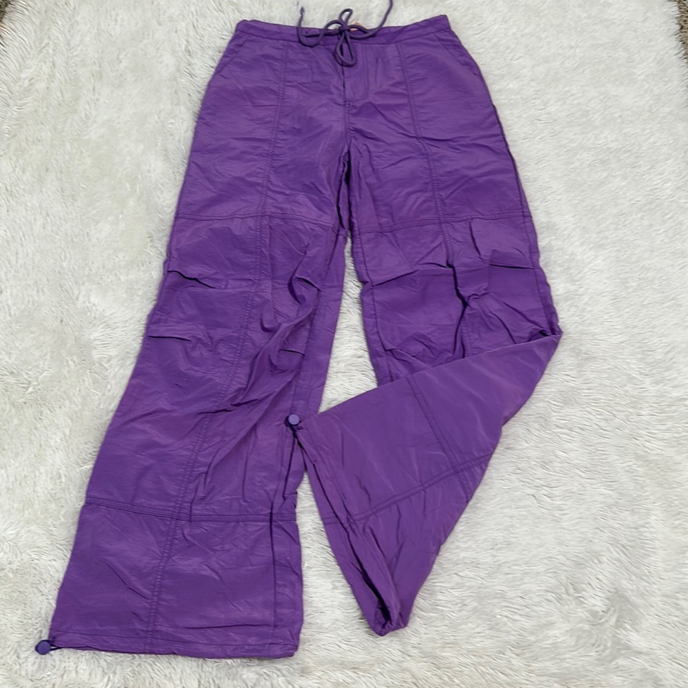 Wide Leg Drawstring Pants in Purple
